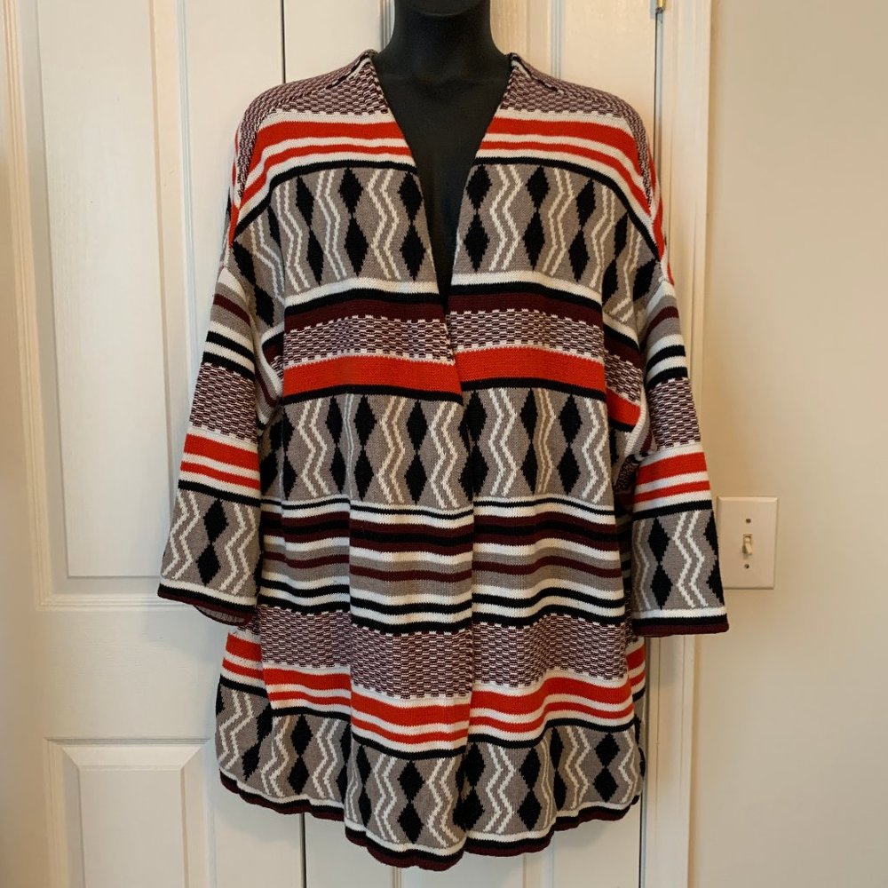Geo Patterned Cocoon Cardigan - Picture 5 of 11